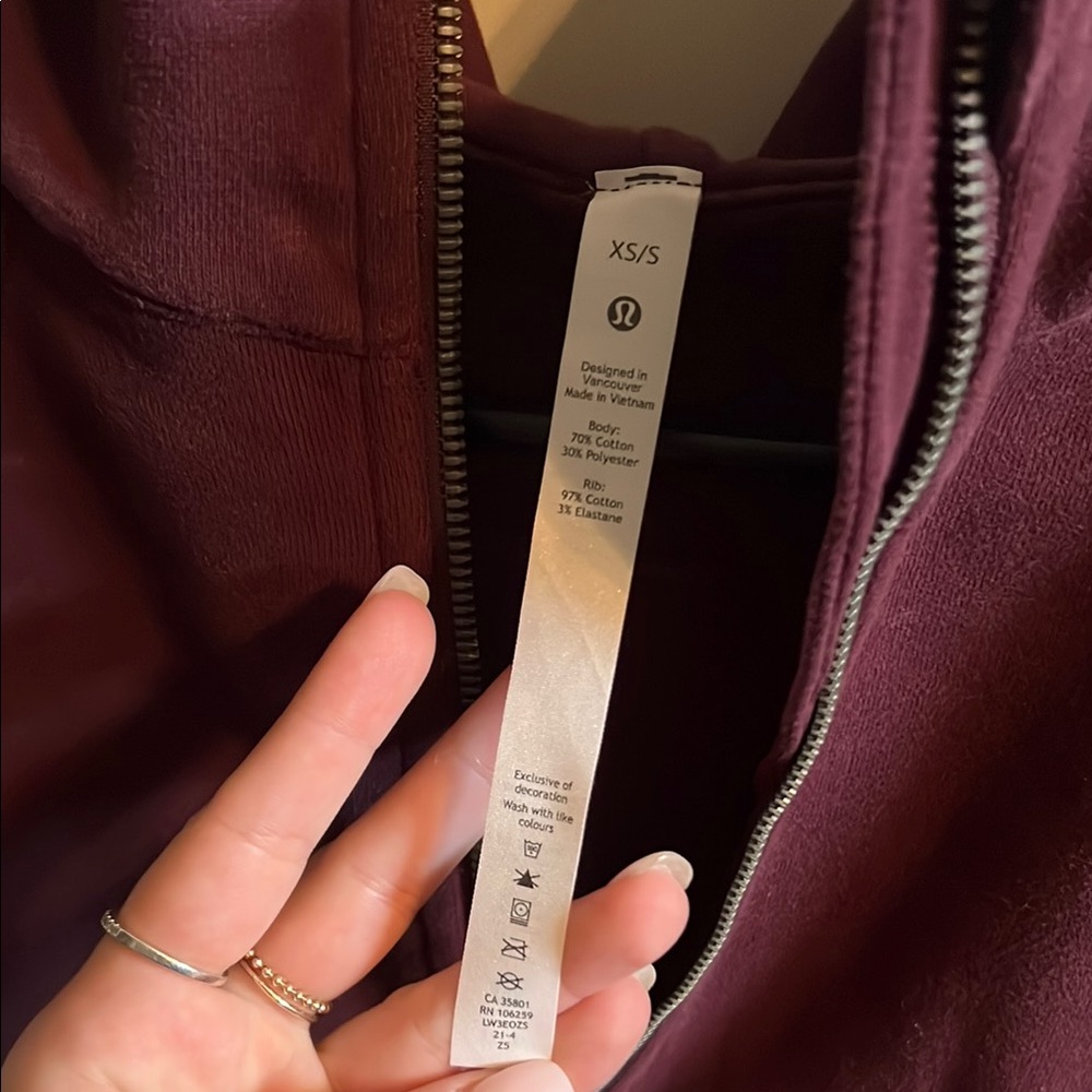Purple Zip-Up Hoodie, Size Xtra Small/Small - Picture 2 of 5